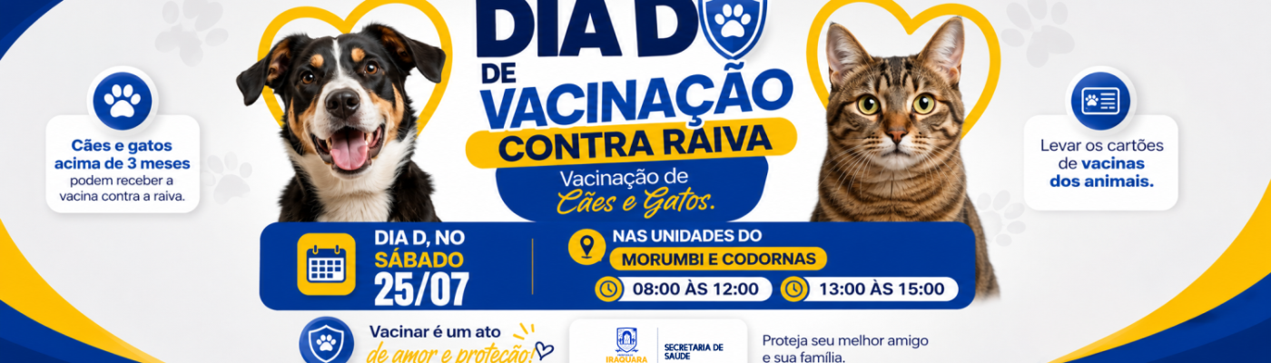 
                                    Vacinação de Cães e Gatos contra Raiva